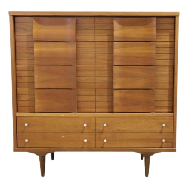 Johnson Carper Mid-Century Modern Walnut Highboy Dresser | Fashion Trend | C. 1960s, Attributed For Sale