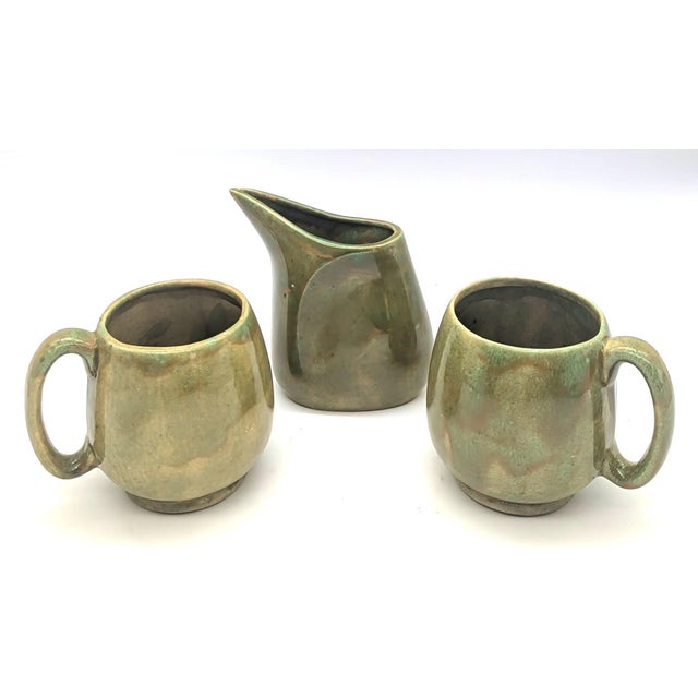 Mid-Century Modern 1960s Studio Pottery Coffee Mugs and Creamer, Set of 3 Pieces For Sale - Image 3 of 9