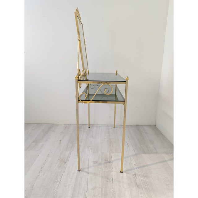 Hollywood Regency Brass Dressing Table, 1970s For Sale - Image 9 of 17