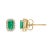 Contemporary 10K Yellow Gold 5x3mm Emerald-Cut Green Emerald and 1/7 Cttw Diamond Halo Octagonal Stud Earrings (I-J Color, I1-I2 Clarity) For Sale - Image 3 of 5