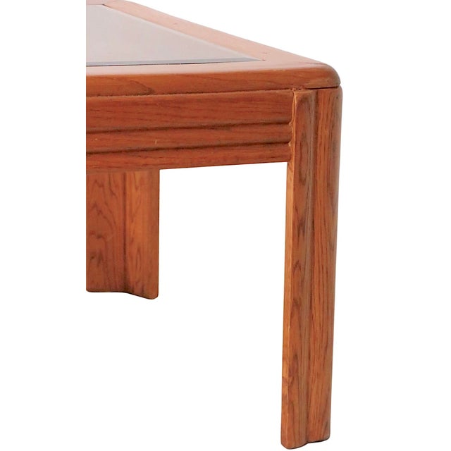 Mid-Century Modern Late 20th Century Post Modern Oak and Glass Coffee Table For Sale - Image 3 of 9