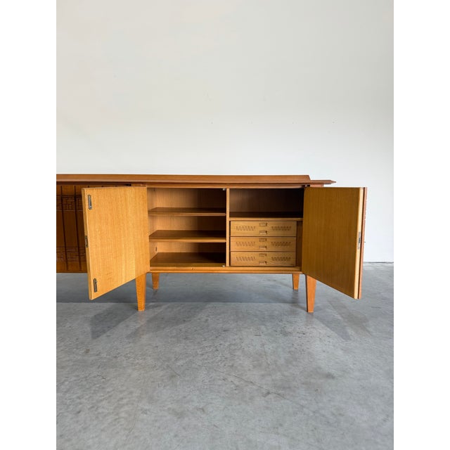 Mid Century Guillerme Et Chambron Style Carved Oak Sideboard For Sale In Tampa - Image 6 of 15
