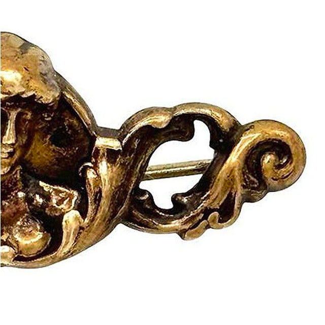 Art Nouveau Art Nouveau Celestial Nymph Female Cameo Brass Brooch For Sale - Image 3 of 4