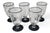 Set 5 Vintage Black Footed & Rimmed Etched Crystal Glass Stemware Juice Glasses. 1930s. Black foot seems to be hand...