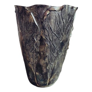 Mid-20th Century Silver-Plated Ceramic Vase from Vera Lucino, Italy For Sale