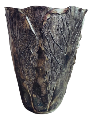 Mid-20th Century Silver-Plated Ceramic Vase from Vera Lucino, Italy