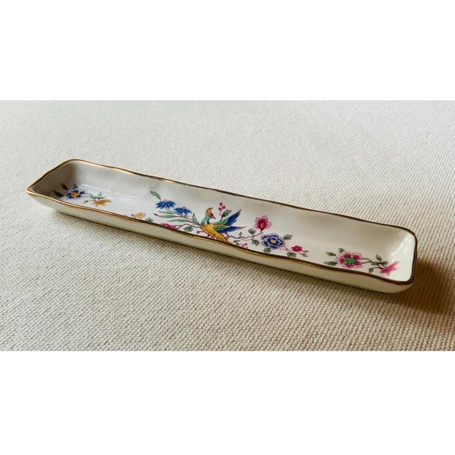Antique Hammersley Fine Bone China Pen Tray, Bird of Paradise Chinoiserie, Gold Rim, Made in England, Circa 1900–1920 For Sale - Image 14 of 15