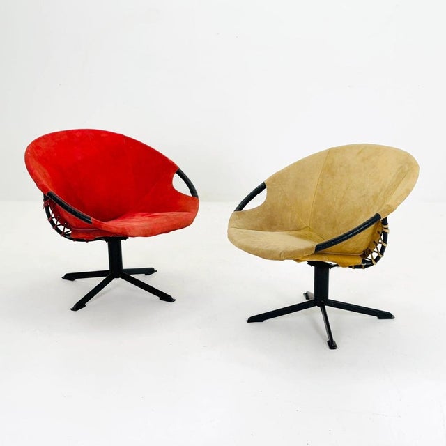 Mid-Century Modern Suede Lounge Chair with Black Iron Frame, Germany, 1960s For Sale - Image 10 of 11
