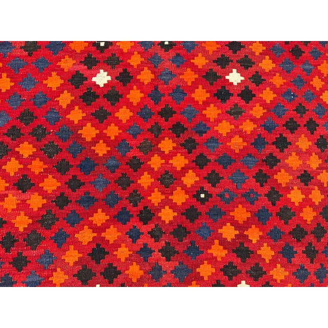 Islamic Vintage Afghan Flat Weave Kilim Rug, 8x11 Ft, Handmade Tribal Wool Rug, Living Room Carpet For Sale - Image 3 of 7