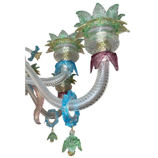 Early 21st Century Italian Murano Glass Multi-Color Floral Chandelier For Sale - Image 5 of 11