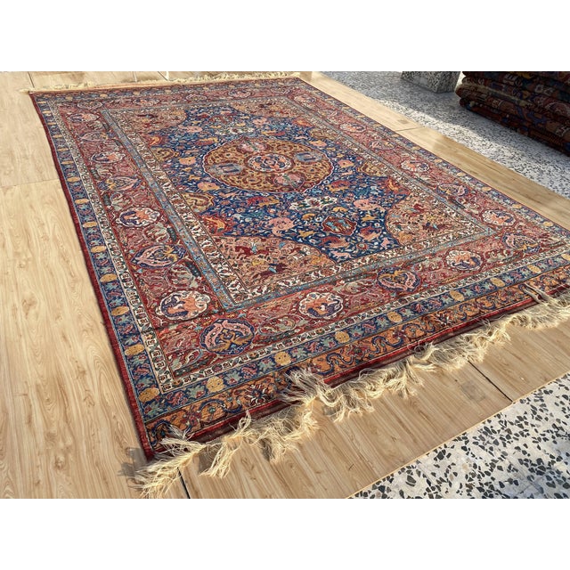 1990s Vintage Persian Hunting Design Medallion Rug For Sale - Image 5 of 9