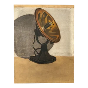 Vintage Still Life of Copper Space Heater by Anthony Ferrara, Signed (1951, Charcoal on Paper)
