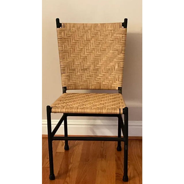 1940s Handmade Wrought Iron & Woven Raffia Side Chair – Rustic Vintage Elegance For Sale In Nashville - Image 6 of 10