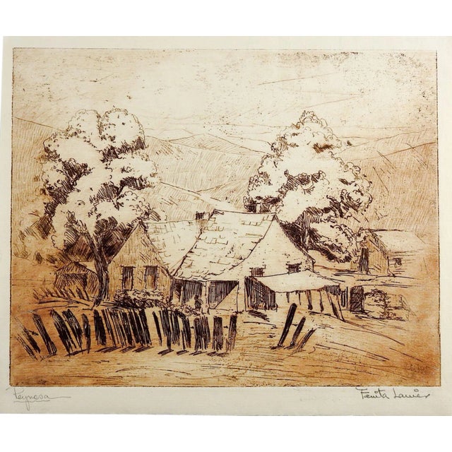 Mid 20th Century Reynosa Etching by Fanita Lanier For Sale