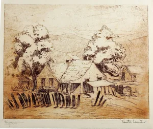 Mid 20th Century Reynosa Etching by Fanita Lanier