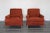 Mid-Century Modern Vintage Pair of Red Chenille Club Chairs For Sale - Image 3 of 10