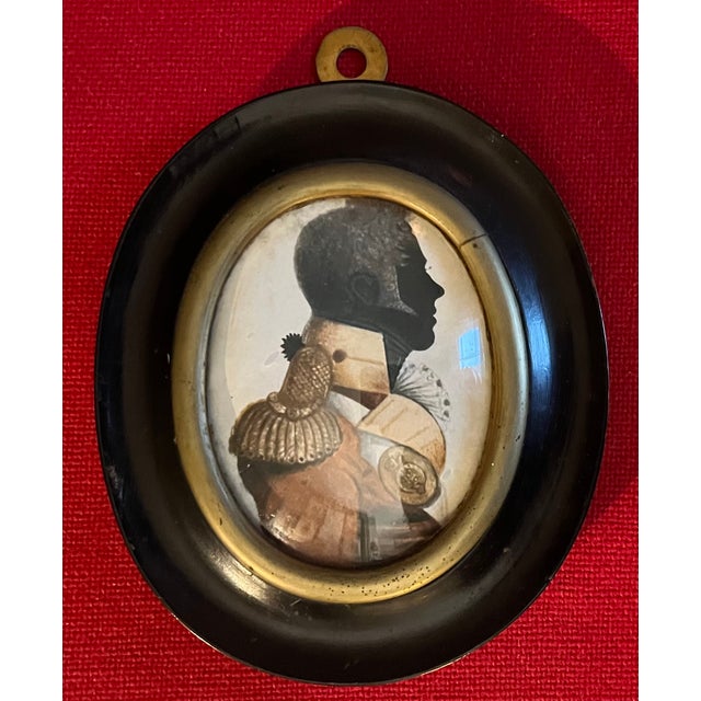 Antique 19th Century English Regency Oval Silhouette Print of a Gentleman Soldier For Sale In New York - Image 6 of 11