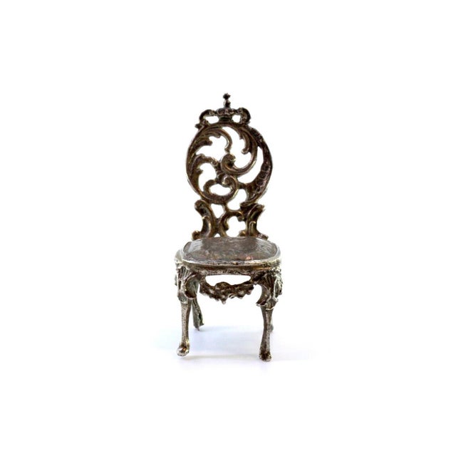 Miniature Chair in Cut Silver with Dancing Figure Embossed Top For Sale - Image 4 of 7