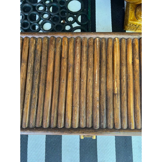 Tommy Bahama Vintage Bamboo Slat Storage Trunk With Brass Latch and Side Handles For Sale - Image 4 of 7