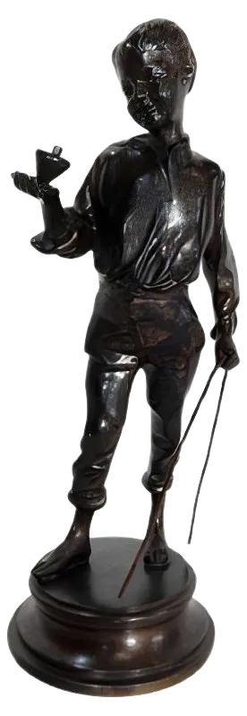 Garçon à la toupie, Late 19th Century, Bronze Sculpture