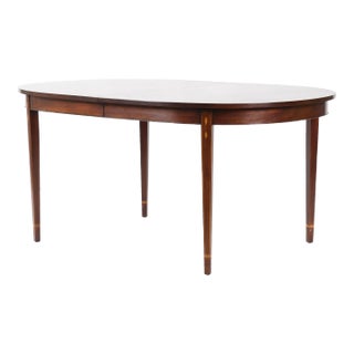 Henkel Harris Federal Style Mahogany Oval Dining Table Bellflower Inlay 3 Leaves For Sale