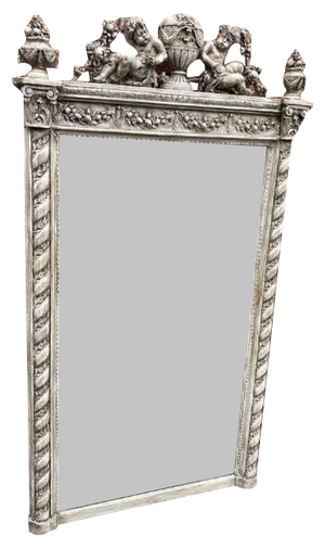 19th Century French Carved Wood & Gesso Mirror