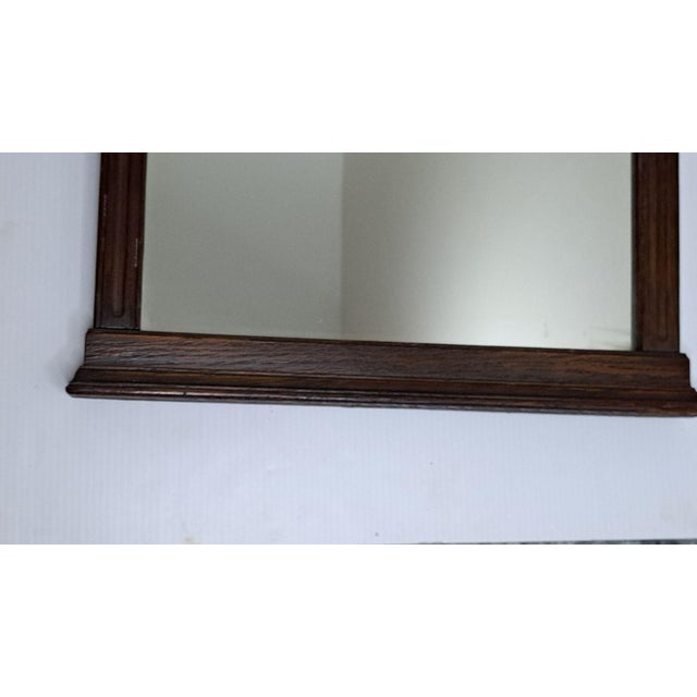 Brown Antique 1910s Carved Oak Wall Mirror Arched Top Floral Wood Stamped #2375 32x17 For Sale - Image 8 of 12