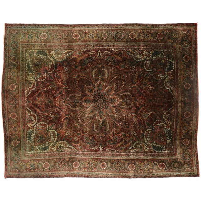 Vintage Persian Ahar Heriz Rug - 10'00 X 12'10 For Sale - Image 9 of 10