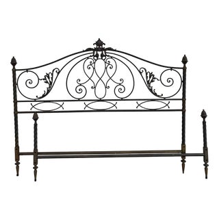 Antique Metal Bed with Twists and Decorations For Sale
