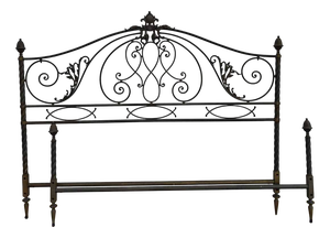 Antique Metal Bed with Twists and Decorations