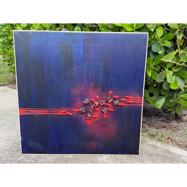 1970s 1972 “Martha’s Raisins” Abstract Expressionist Mixed Media Artwork on Canvas For Sale - Image 5 of 12