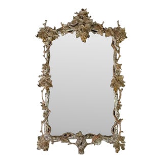 Ornate Rococo Wall Mirror, Distressed Silver & Gold Leaf, Italy For Sale