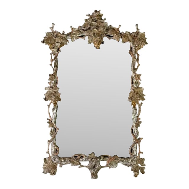 Ornate Rococo Wall Mirror, Distressed Silver & Gold Leaf, Italy For Sale