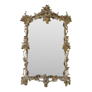 Ornate Rococo Wall Mirror, Distressed Silver & Gold Leaf, Italy