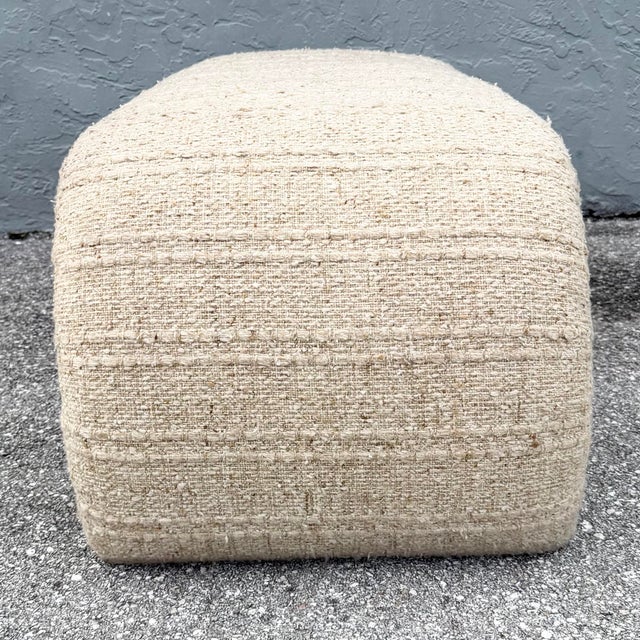 1980s Postmodern Haitian Cotton Upholstered Flared Waterfall Bench For Sale - Image 5 of 9