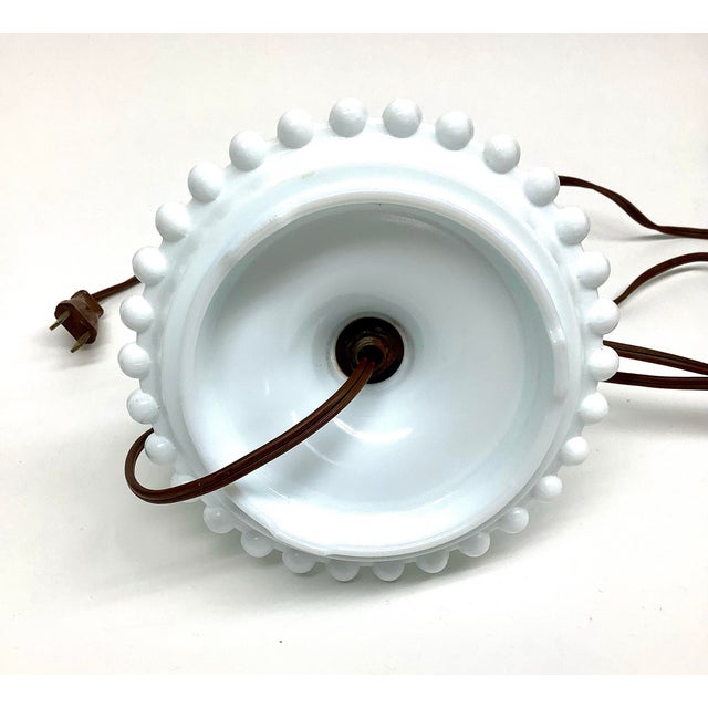 Metal Mid Century Opaline Milk Glass Hurricane Lamp Nautical Theme For Sale - Image 7 of 8