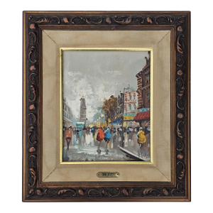 Antonio De Vity Signed Mid-Century Oil Painting — Paris Street Scene, Framed, 1983