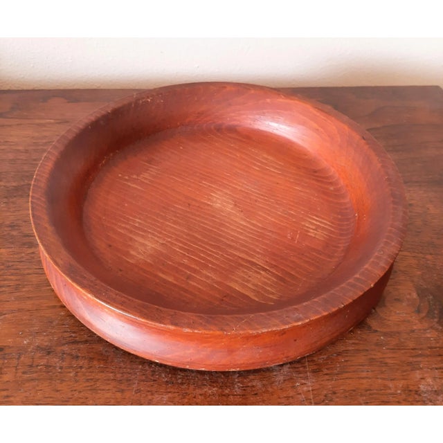 Wood Vintage Rustic Pine Wood Low Bowl For Sale - Image 7 of 7