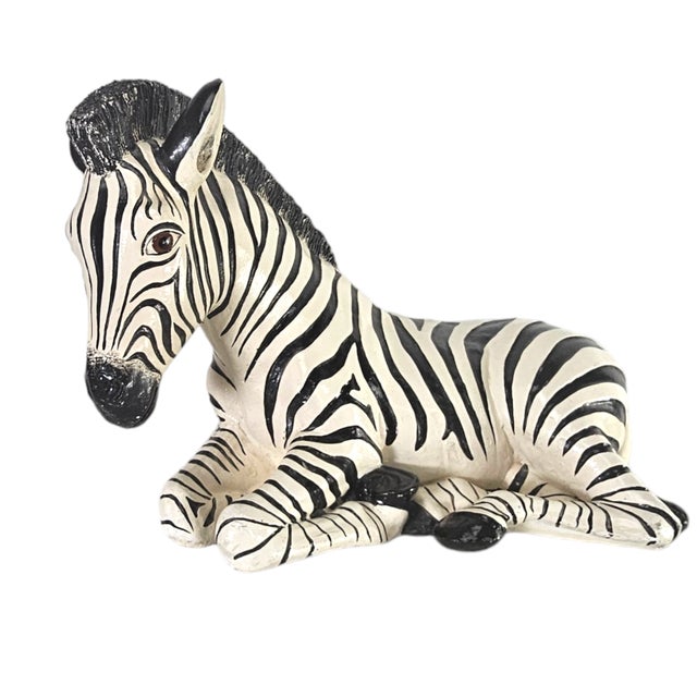 Ceramic Ceramic Zebra Statue Figure Chalkware Palm Beach Regency Figurine 27" For Sale - Image 7 of 12