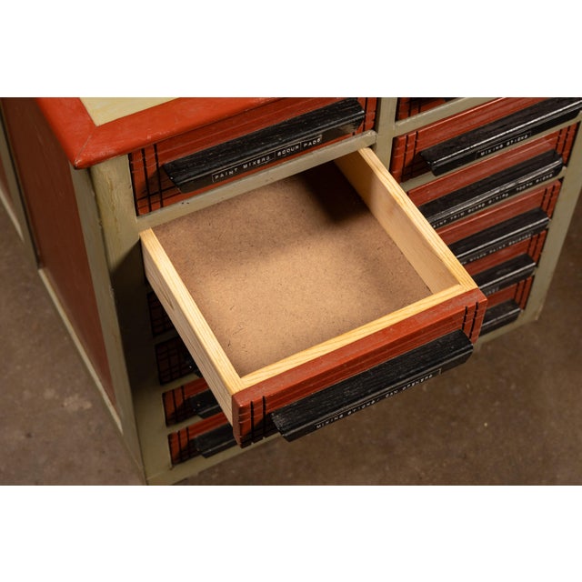 Vintage 12-Drawer Industrial Rolling Parts Cabinet For Sale In Chicago - Image 6 of 7