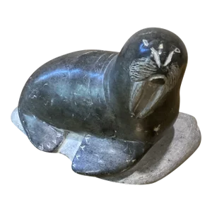 Vintage Inuit Style Numbered Soapstone Sea Lion