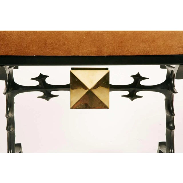 Set of Bronze and Suede Stools by Peter Van Heeck, 1970s For Sale - Image 3 of 11