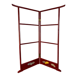 Antique Japanese Chestnut-Red Lacquered Kimono Rack Stand