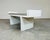 Frank Lloyd Wright Mid-Century Frank Lloyd Wright Style White Laminate Window or Entryway H Bench For Sale - Image 4 of 8
