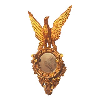 Gilded Wooden Wall Mirror with Eagle Motif For Sale