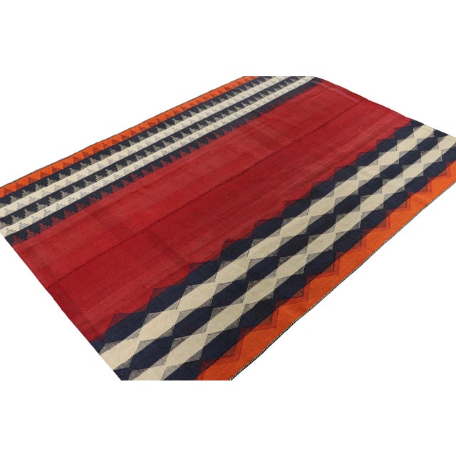 Rug & Kilim Vintage Jajim Qashqai Persian Kilim in Red, Blue, and Ivory Tones - Rug & Kilim For Sale - Image 4 of 7