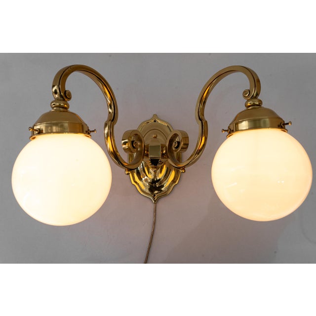 Historistic Wall Lamps with Opal Glass Shades, Vienna, 1890s, Set of 3 For Sale - Image 15 of 18