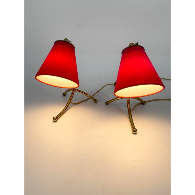 Vintage Table Lamps with Organically Shaped Brass Bases, 1950s, Set of 2 For Sale - Image 6 of 17