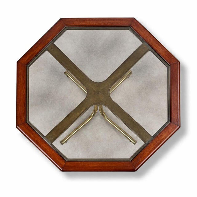 Vintage Brass and Glass Octagonal Dining Table For Sale - Image 4 of 9