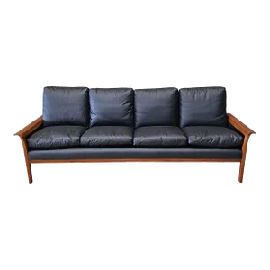 Hans Olsen for Vatne Mobler MCM Model 500 Teak and Leather Sofa